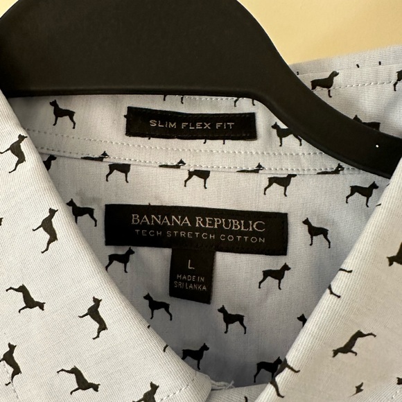 Like new - Banana Republic casual button down - light blue with dog print - Picture 2 of 2